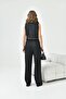 Women's silvery crepe vest set black 30851 - 7