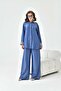 Navy Blue Stone Detailed Women's Set - Collar and Sleeve 30781 - 3