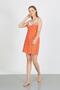 Fashion Line Women's Combed Cotton Rope Strap White Polka Dot Nightgown 36711 Orange - 2