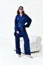 Women's Comfortable Fit Jacquard Suit Navy Blue 30877 - 5
