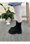 Black girl leather lace-up zippered postal boots - 2