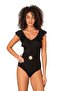Women's Black Swimsuit with Seashell Accessories and Recovery Flounce - 4
