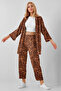Leopard Patterned Kimono Pants Knitted Set