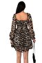 Women's evening dress - chiffon fabric leopard print low neck mini length 006 - 4
