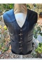 Genuine Leather Biker Leather Vest with Hook Buttons. - 2