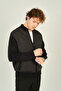 Men's Zippered Double Pocket Judge Collar Knitwear Wool Coat 9050 Navy Blue - 2