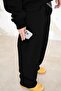 Unisex Black Cozy Basic Pleated Relaxed Fit Baggy Tracksuit - 4