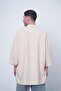 Cream Basic Half Sleeve 1B Ch Oversize Shirt - 3