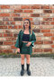 Emerald Green Women's Oversize Ribbed Faux Leather Jacket - 2