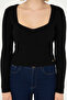 Women's Black V-Neck Sweater 50293163-Vr046 - 6
