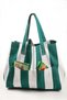 Women's Canvas 2-Pocket Casual Colorful Beach Shoulder Bag Green - 4