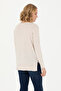 Women's Cream Melange V-Neck Basic Sweater 50269016 -Vr159 - 5
