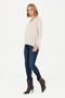 Women's Cream Melange V-Neck Basic Sweater 50269016 -Vr159 - 4