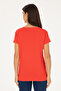 Women's Red Crew Neck Basic T-Shirt 50280036-Vr030 - 5
