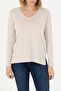 Women's Cream Melange V-Neck Basic Sweater 50269016 -Vr159 - 6