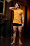 Basic V-Neck Yellow Men's T-Shirt - 5