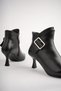 Monica Guaranteed Genuine Leather Belt and Buckle Detailed Zippered Thin Heeled Women's Boots - 3