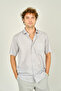 Men's Short Sleeve Single Pocket Detailed Cotton Shirt 1000 Gray - 3