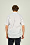 Mugi Men's Striped Single Pocket Detailed Short Sleeve 100% Cotton Shirt 2003 Blue - 4