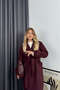 Burgundy Double Breasted Lined Belted Buttoned Oversize Wool Coat - 3