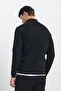 Men's Black Standard Fit Regular Cut Bato Stand Collar Knitwear Sweater - 5