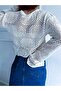 Oval Patterned Collar Drawstring Spanish Sleeve Lace-Up Cotton Knitwear Blouse - 7