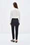 Edge Pants - Neoprene Look Soft Anti-Slip Fabric High Waist Slim Fit Black Pants - 6