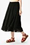 Lavinya Elastic Waist Voile Long Summer Skirt Black Black - 5
