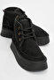 Ovela Black Thick Sole Lace-Up Women's Sports Boots