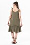 Strappy Serra Flounced Short Summer Muslin Dress Khaki Hk - 2