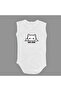 Cuddle Me Cat Printed Baby Bodysuit with Snap Fasteners Open Ecru