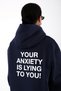 Anxiety Relaxed Fit Hoodie for Women - Navy Blue - 3