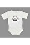 Cuddle Me Cat Printed Baby Bodysuit with Snap Fasteners White