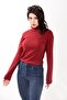 Women's Turtleneck Turtleneck Slim Fit Sweater Claret Red - 2