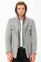 Men's Diagonal Patterned Wool Blend Coat Diagonal Gray K7532 - 4