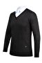 Men's V-Neck Knitwear Black Sweater Patterned Steel Knit Classic Fit - 5015D - 5