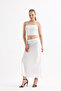 Quality Z. Satin Long Skirt with Elastic Waist |   Etk35736 Ecru - 2