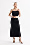 Quality Z. Satin Long Skirt with Elastic Waist |   Etk35736 Black - 6