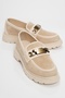 Pray Beige Suede Buckle Women's Loafer Shoes