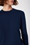 Navy Blue Crew Neck Basic Women's Sweater - 3