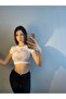 White Heart Heart Colorful Glitter Stone Printed Crop Body - 4