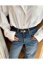 Gold Lock Buckle Stitched Belt 2cm Black - 4