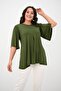 Women's Plus Size Pleated V-Neck Blouse 1847-25 - 4