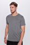 Unisex Slim Fit Slim Fit 100% Cotton Soft Textured Gray Crew Neck T-Shirt - 2