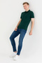 Men's Dark Green Polo Neck Basic T-Shirt 50262933-Vr079 - 4