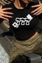 Y2K Streetwear I Got 777 I Gave Accept Printed Short Sleeve Black Crop Body - 2