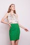 High Waist Wrap Double Breasted Cotton Lycra Fabric Pencil Office Skirt - Benetton Green - 3