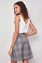 Women's Light Lycra Patterned Fabric Plaid High Waist Knee Length Bell Skirt-Black and White Line - 5