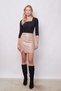 Women's Light Lycra Leather High Waist Slit Above Knee Pencil Skirt-Beige - 2