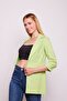 Kapri Three Quarter Sleeve Ornamental Pocketed Office Blazer Stretch Fabric Fabric Jacket-Pistachio Green